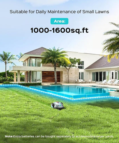 YARDCARE V100 Robotic Lawn Mower – Visual Navigation & Smart Obstacle Avoidance, Adjustable Cutting Height 0.8–2.4 in, Low-Noise Auto Mowing for Small Lawns up to 1,600 sq ft