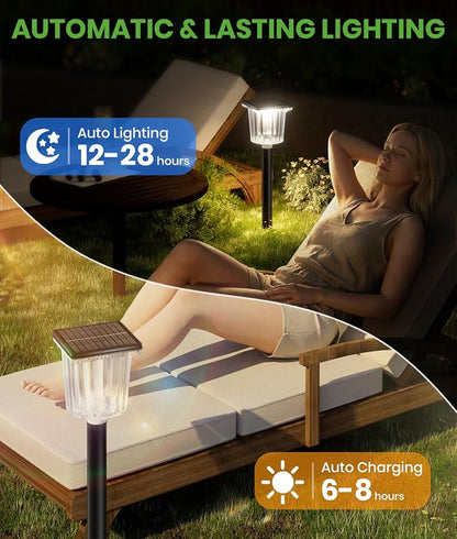 BITPOTT Super Bright Solar Pathway Lights 2 Pack, Adjustable Warm & Cold Solar Lights Outdoor Waterproof IP65, Auto On/Off, Outdoor Decor Light for Garden, Landscape, Path, Yard, Patio, Driveway