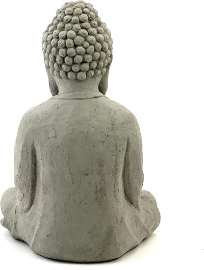 Blessing Buddha Statue: Durable Solid Stone with Distressed Texture. Unique Home Décor, Garden Accent. Sealed for Outdoors. Handcrafted USA. (Antique/Gray)