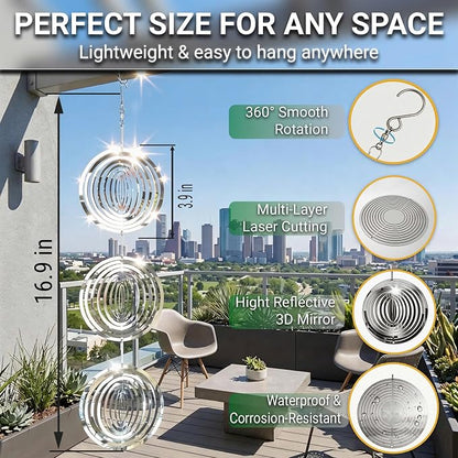 Reflective Bird Deterrents for Outside – Bird Repellent Devices Outdoor – 3D Wind Spinners Outdoor Garden Decor –4 Set Bird Repellent to Keep Woodpecker & Pigeons Away from Window Roof (Style 2)