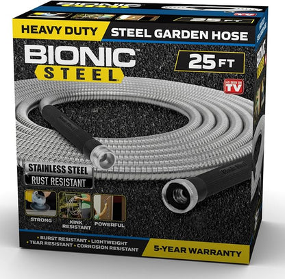 Bionic Steel 100 FT and 25 FT Garden Hoses, 304 Stainless Steel Metal Water Hoses, Flexible and Durable