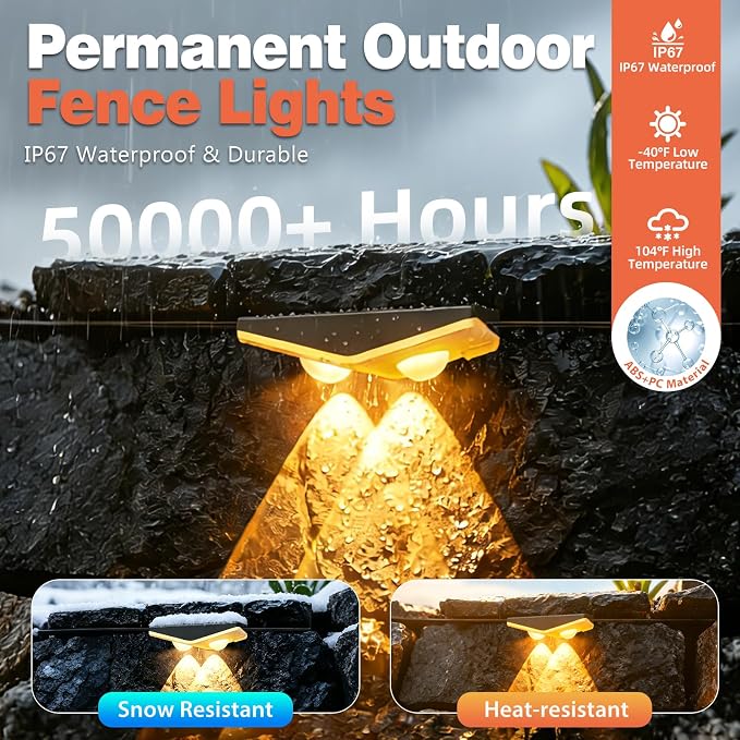 Outdoor Fence Lights Plug in, 50FT RGBIC LED Fence Lights, App & Remote Control, 100 Scene Modes, IP67 Waterproof Outdoor Lights for Backyard, Patio, Deck - Brighter Than Solar Lights