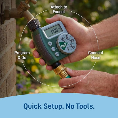 Orbit Programmable Digital Hose Watering Timer - 1 Outlet - Battery Powered - with LCD Screen - Built-in Rain Delay - Water-Resistant - 62061