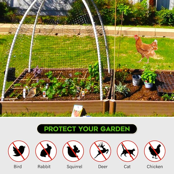 FEED GARDEN Garden Netting 7FT x 25FT for Raised Beds, Heavy Duty Bird Netting & Deer Fence with 3/4 Inch Mesh, UV Resistant Garden Cover for Strawberries, Vegetables, Flowers and Garden Plants