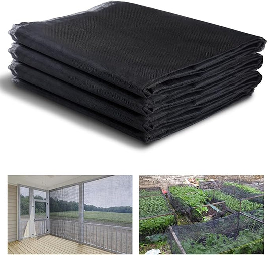 ANPHSIN Strong PP Nanocomposite Mosquito Net Garden Netting - 10 x 33ft Clear View Bird Insect Pest Mesh Barrier Screen for Patio, Balcony, Porch, Outdoor Raised Beds Protection (Black)