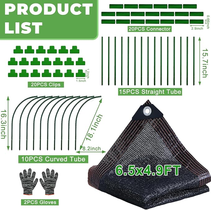 2026 Upgraded Garden Shade Cloth Kit 78.7"x59" Garden Shade Cloth for Plants Heat Protection with 5 Sets Garden Hoops for Raised Beds 75% Sunblock Shade Cloth Row Cover for Outdoor Plant Vegetables