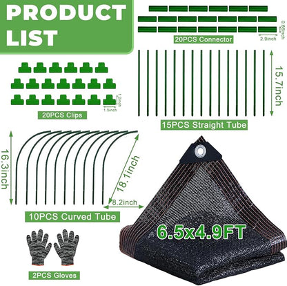 2026 Upgraded Garden Shade Cloth Kit 78.7"x59" Garden Shade Cloth for Plants Heat Protection with 5 Sets Garden Hoops for Raised Beds 75% Sunblock Shade Cloth Row Cover for Outdoor Plant Vegetables