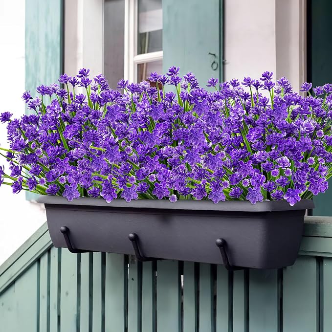 AGIRL 24 Bundles Artificial Flowers for Outdoor,No Fade Fake Plastic Flowers Faux Plants for Decoration Hanging Planters Indoor Outside Garden Porch Window Box Home Wedding Farmhouse
