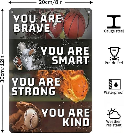 Tin Sign Room Accessories for Teen Boys-Sport Room Decor for Boys,Motivational Wall Decor Sign for Boys Bedroom Gifts 8x12inch