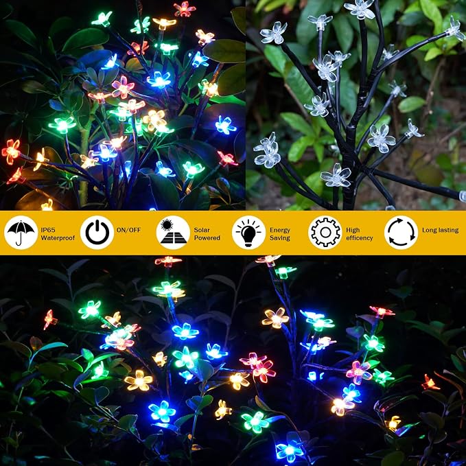 Solar Garden Lights Garden Decor, Solar Flowers Outdoor Decorative,2Pack 40LED Fairy Solar Lights Outdoor Waterproof Outside Yard,Patio,Pathway Decorations,Gardening Gifts for Women Mom