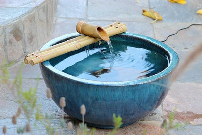 Bamboo Accents 18" Three-Arm Zen Bamboo Fountain Kit with Pump – Large Split-Resistant Bamboo Water Feature for Bowls, Basins, Ponds & Backyard Gardens (Container Not Included)