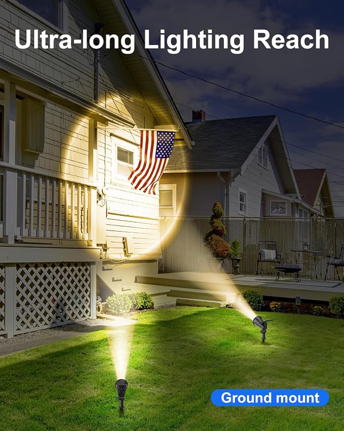 Solar Powered Spotlights Outdoor Waterproof Sunset Spot LED Lights Ultra Bright for Tree, Flag, Lawn, Statue, Pool, Garden, House, Wall, Yard, Path Outdoor Landscape Uplighting 6 Pack Warm White