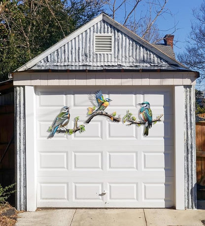 Meduofon 3 Pack Metal Bird Art Wall Decor, Hummingbird Decorations for Outdoor Wall Decor Outside House Patio Garden Fence Porch Deck Wall Sculpture Hanging for Indoor Outdoor (3 Pack Metal Bird)