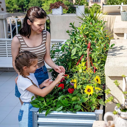 Land Guard 2 Pack Galvanized Raised Garden Bed with Legs, 48×24×32in Large Metal Elevated Raised Planter Box with Drainage Holes for Backyard, Patio, Balcony, 700lb Capacity