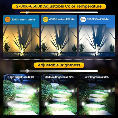 Outdoor Landscape Lighting, Landscape Spotights with Remote Control for Yard Dimmable IP66 Waterproof 2700-6500K Spot Lights Outdoor for Small Garden Patio with US Plug 8 Pack