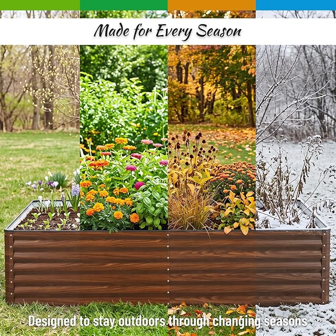 SnugNiture Galvanized Raised Garden Bed 8x4x1FT Outdoor Large Metal Planter Box Steel Kit for Planting Vegetables, Flowers