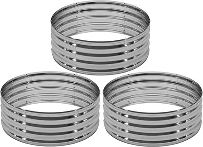 DIIYIV 3PCS 4x4x1FT Galvanized Raised Garden Bed, Outdoor Metal Vegetable Flower Planter Box Silver