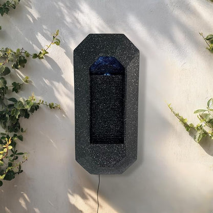 XBrand 23.3" H Black Wall Fountain with LED Light