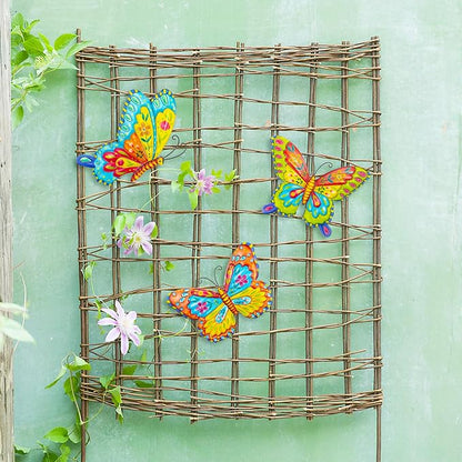 J-Fly Metal Butterfly Wall Decorations Garden Decor Room Decor, Lawn Ornaments Ladybugs Live- 3 Pieces, Outdoor Garden Yard Decor for Home and Office Valentine Decoration Gifts