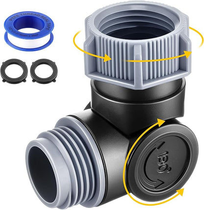 Outdoor Faucet Extender, 3/4" Garden Hose Swivel Connector with 180° & 360° Rotation, Water Spigot Extender Hose Adapter for Outdoor Faucet,Garden Hoses,Sprinkler,RV & Irrigation(Black & Gray,1 Pack)