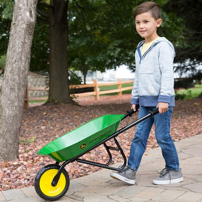 TOMY John Deere Kids Wheelbarrow - 34 Inch - Kids Gardening Tools - John Deere Toys - Ages 2 Years and Up
