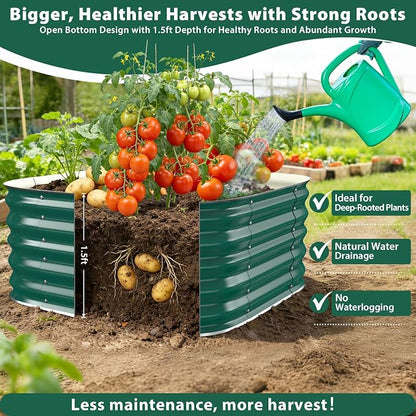 16.5" Deep Square Galvanized Raised Garden Bed 2x2 ft – Heavy Duty Metal Planter Box for Vegetables,Flowers&Herbs – Rust-Resistant Outdoor Above Ground Gardening Bed with Easy Assembly (Green)