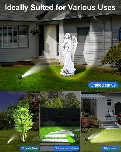 Solar Powered Spotlights Outdoor Waterproof Sunset Spot LED Lights Ultra Bright for Tree, Flag, Lawn, Statue, Pool, Garden, House, Wall, Yard, Path Outside Landscape Uplighting (Cool White, 1 Pack)