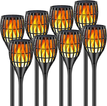 96 LED Solar Torch Lights 43" Waterproof Flickering Flame Lights | Realistic flickering flame, auto dusk-to-dawn, tool-free stake mount, all-weather durable, for garden patio lawn parties