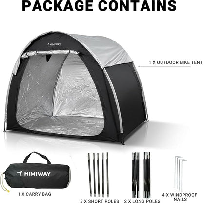 Himiway Bike Storage Shed Tent with Double Doors for 3-4 Bikes PU4000 Silver Coated Waterproof Anti-Dust 210D Oxford Fabric Portable Foldable Outdoor Bicycle Cover Shelter Carry Bag for Home Garden