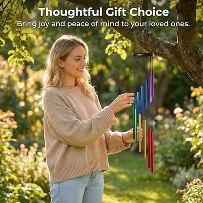 HOMEXUP Outdoor Colorful Wind Chimes for Outside with 12 Aluminum Tubes for Garden Patio Balcony and Home Decor（Color）