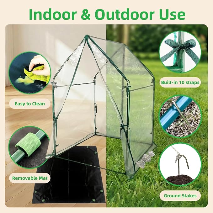 Portable Greenhouse for Outsides, 36x36x59 Inch Green House Tent with PVC Cover, Garden Plant Protector with Zippered Door for Vegetables Flowers Fruits Herbs