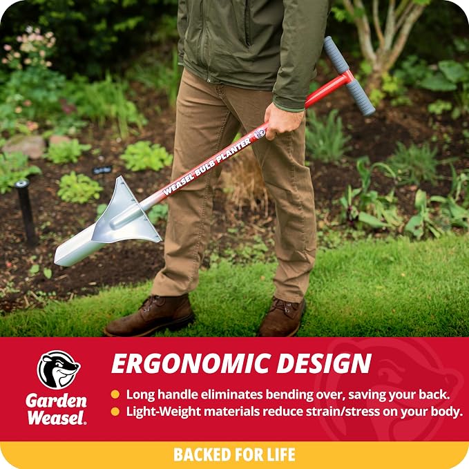 GARDEN WEASEL Bulb Planter - Long Handle | Annuals, Ground Cover, Vegetables, Spring and Fall Bulbs | Sod Cutter, Remover, and Plugger, Grass Planter, Bulb Planting Tool | 91350