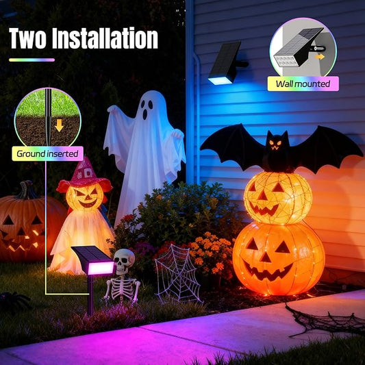WENATY Solar Spot Lights Outdoor Color Changing, [7 Mode/12 Pack] Christmas Landscape Spotlights, Solar Lights Outdoor Waterproof,Led Powered Flood Light for Halloween Pathway Yard Garden Tree Walkway