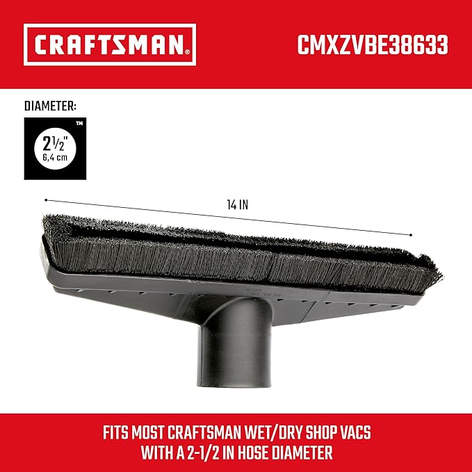 CRAFTSMAN CMXZVBE38633 2-1/2 in. Floor Brush Wet Dry Shop Vacuum Attachment