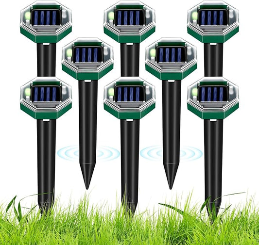2026 Mole Repellent Solar Powered, Ultrasonic Gopher Vole Repeller for Yard, Mole Stakes Deterrent for Vole Groundhog Chipmunk Snake, Rodent Repeller Outdoor for Lawns Gardens Farms (8 Pack)