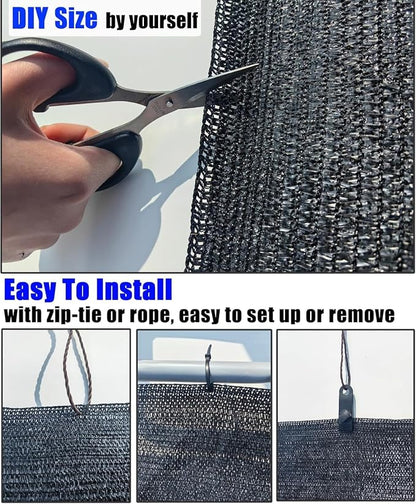40%-50% Black Shade Cloth for Garden,6.5FT x 12FT Sun Block Mesh Tarp | Sun Shade Cover for Plants Cover, Greenhouse, Patio, Vegetables, Chicken Coop, Shade Net for Outdoor Protection