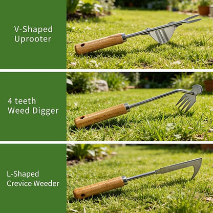 3PCS Weed Puller Tool, Garden Tool Set, Portable Garden Weeder Tool for Vegetable Gardening Backyard Farm Planting