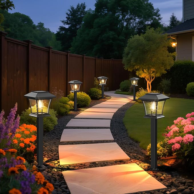 Sparkblaze 16 Pack Solar Pathway Lights Outdoor, LED Solar Yard Lights Dusk to Dawn Solar Garden Lights for Lawn, Walkway, Path & Landscape Lighting. (16, Warm White)