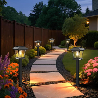 Sparkblaze 16 Pack Solar Pathway Lights Outdoor, LED Solar Yard Lights Dusk to Dawn Solar Garden Lights for Lawn, Walkway, Path & Landscape Lighting. (16, Warm White)