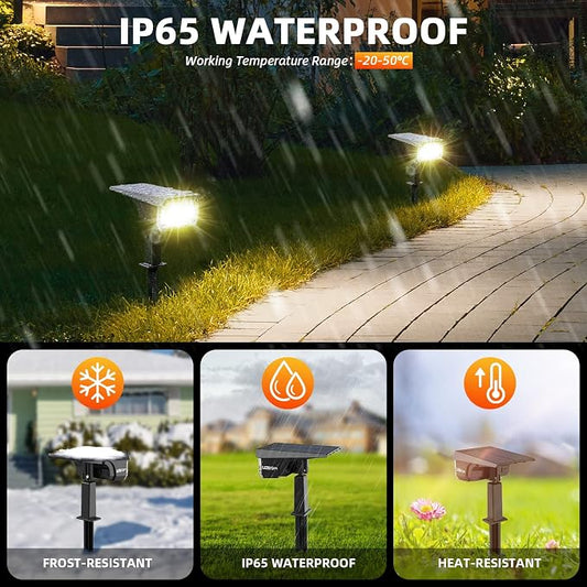 LEREKAM 3 Brightness Modes Solar Outdoor Lights with Super Bright 40LEDs, 360 Adjustable Lighting Angle, USB Charging, Longer Working Time, Waterproof, Patio, Porch, Driveway