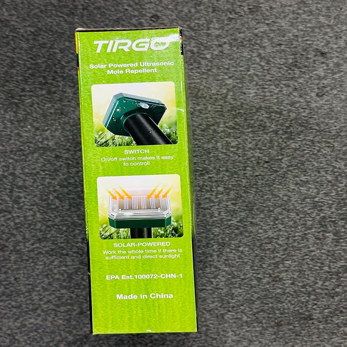 Tirgo Snake Repellent for Yard Mole Repellent Solar Powered Stakes Ultrasonic Rodent Gopher Groundhog Deterrent Outdoor Waterproof Lawns Vegetable Garden Animal Pest Repeller