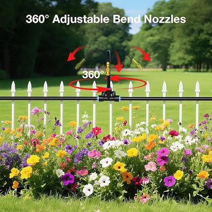 MIXC 20pcs 360° Adjustable Drip Irrigation Nozzles for 1/4" Drip Irrigation Tubing, Only 20pcs Flexible Misting Copper Nozzles and Quick-Connect Three-Way Tubing Fittings