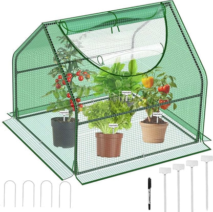 36"×36"×36" Green Houses for Outside, Portable Mini Greenhouse with Mesh Vents, Weatherproof PE Plant Shelter for Patio Gardening