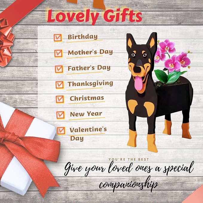 Australian Kelpie Dog Planter Pots, 9.45 x 5.51 x 13.39 Inches | Dog Flower Pot, Cute Animal Shaped Plant Pot, Gifts for Women & Pet Lovers, Indoor Outdoor Garden Home Office Decor