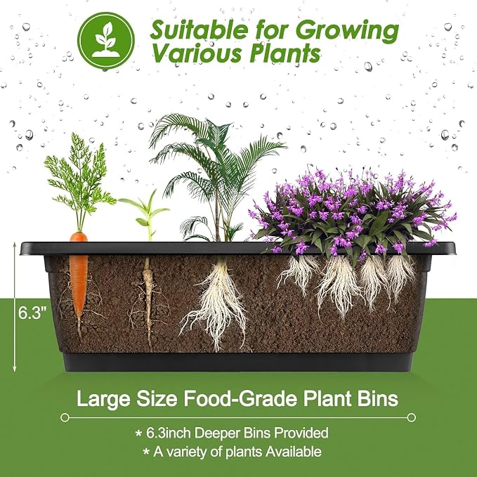 Suyncll 2 Pack Vertical Raised Garden Bed, 5 Tiers Elevated Planter Box with Drainage System and 4 Hooks, 4FT Vertical Planter for Herbs Vegetables Flowers, Black
