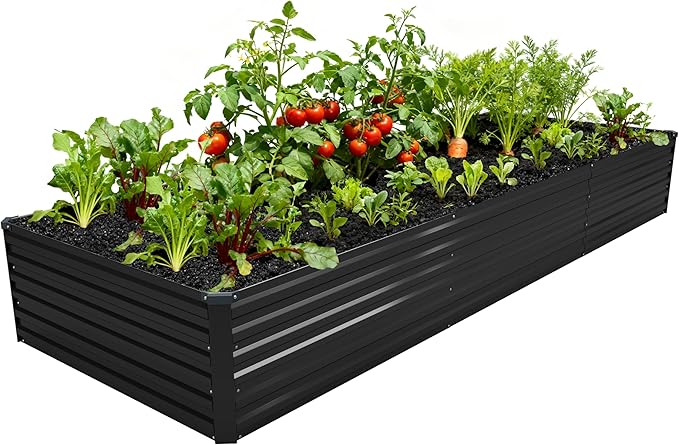 DIIYIV 12x4x1.5FT Galvanized Raised Garden Bed,Vegetable Boxes-Rectangle Metal Flower Box,Large Planter Raised Beds Outdoor Garden for Planting,Fruit,Herb-Black