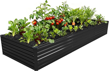 DIIYIV 12x4x1.5FT Galvanized Raised Garden Bed,Vegetable Boxes-Rectangle Metal Flower Box,Large Planter Raised Beds Outdoor Garden for Planting,Fruit,Herb-Black