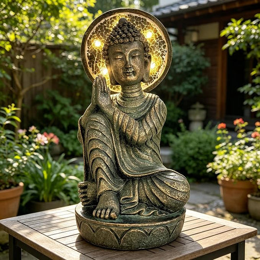 Buddha Statue Outdoor, 11.5in,Solar Buddha,Buddha Statue,Garden Buddha Statue Outdoor,Buddha Decor,Zen Garden Decor Outdoor,Garden Statue Deals Buddha 002