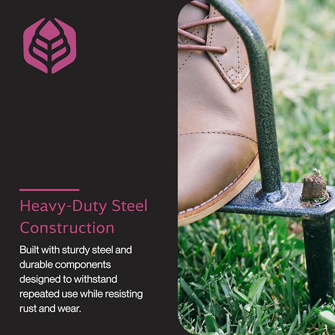 Yard Butler IBDB-1 Aerator & Irrigator Bundle - Lawn Care Tool for Aerating - Long-Handled - Power-Coated Steel Construction - Comfortable Cushioned Handles Garden Tool - Easy to Use