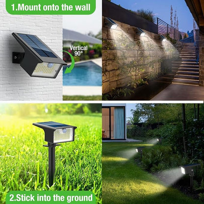 nipify 2 Pack 62 LED Solar Spot Lights Outdoor Motion Sensor with 3 Modes | 2-in-1, Auto ON/OFF, Solar Powered, Waterproof Landscape Spotlights for Outside Yard Wall Garden, Cool White